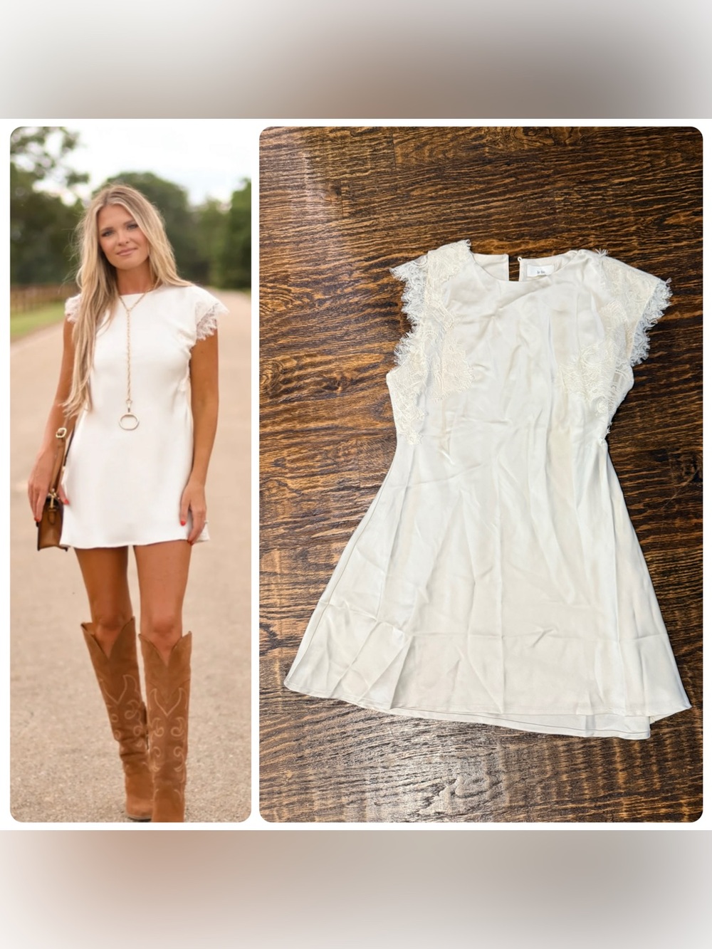 Le Lis White Lace-Trim Mini Dress